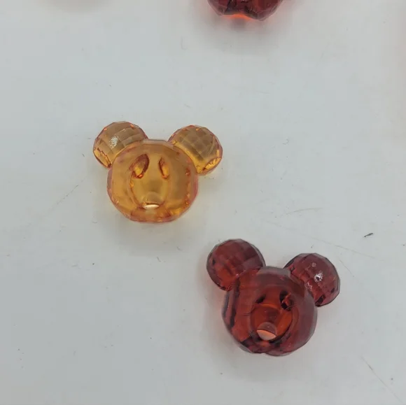 Lot of Vintage Mickey Head Acrylic Beads Amber Honey 90s Disney Style Craft - Picture 2 of 7